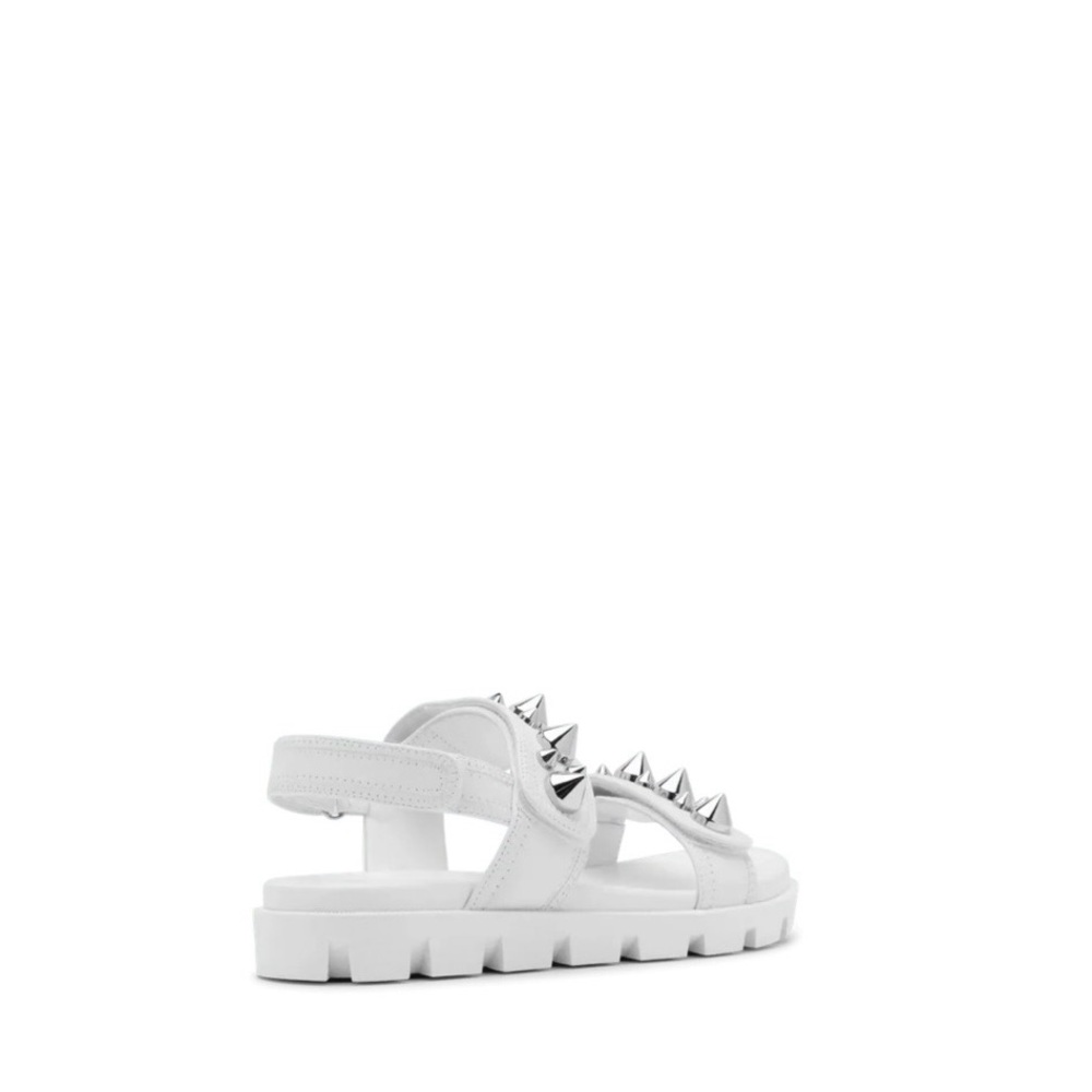 Brand New Christian Louboutin White Sandals with Silver Accents